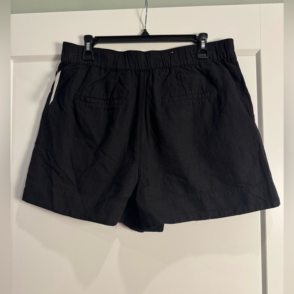 NWT Joie black Pleated Short Cotton Linen blend 4 Pockets High rise - Picture 3 of 9